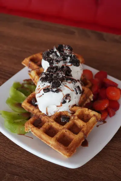 Waffle con Helado